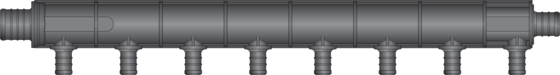 Graphic image of 8 Port Single Row, 1" PEX x 3/4" PEX Flow Through HPP Multiport