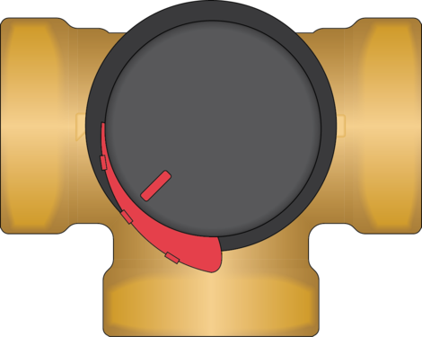Graphic of 1-1/2" × 3-way FNPT Mixing / Diverting Valve