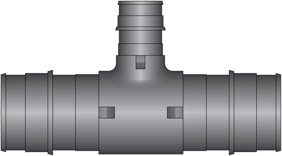 Graphic of 1-1/2" × 1-1/2" × 3/4" PEX F1960 HPP Tee