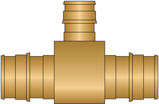 Graphic of 3/4" × 3/4" × 1/2" PEX F1960 No Lead Brass Tee