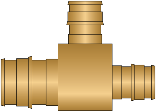 Graphic of 3/4" × 1/2" × 1/2" PEX F1960 No Lead Brass Tee