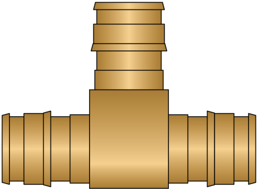 Graphic of 1/2" × 1/2" × 1/2" PEX F1960 No Lead Brass Tee
