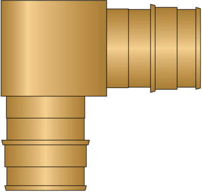 Graphic of 1" × 1" PEX F1960 No Lead Brass Elbow