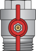 Top view of ball valve with red handle