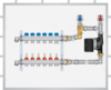 Front view showing recessed housing, 6 loop 75100 series SS Manifold with Flow Meters, UPS 26-99 pump, top feed.