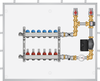 Front view showing recessed housing, 6 loop 75100 series SS Manifold with Flow Meters, UPS 15-58 pump, top feed.
